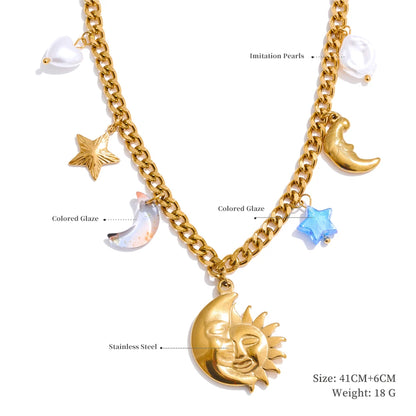 Sun ocean charm handmade pendant necklace - product image