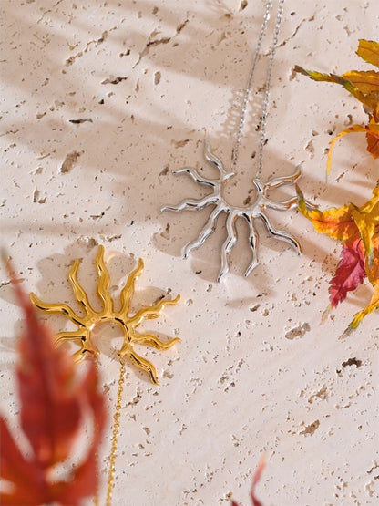 Sun pendant minimalist necklace metal trendy women - product image