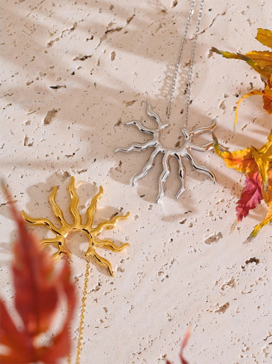 Sun pendant minimalist necklace metal trendy women - product image