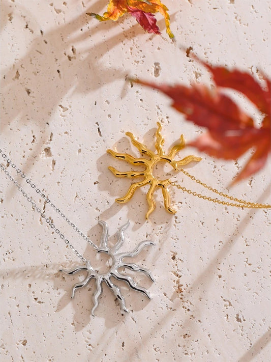 Sun pendant minimalist necklace metal trendy women - product image