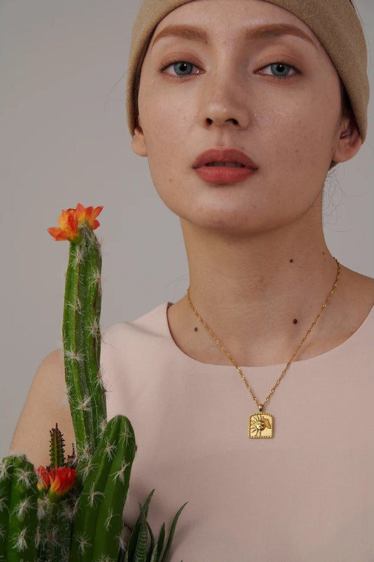Sun pendant modern collar necklace - product image