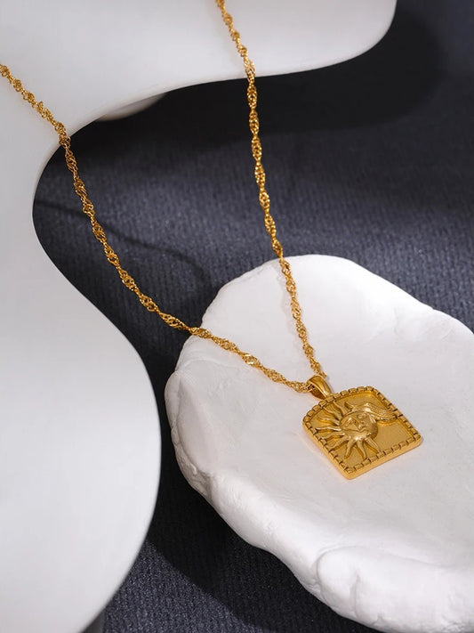 Sun pendant modern collar necklace - product image