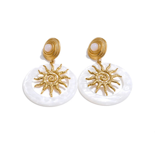 Sun round acrylic drop dangle earrings - product image