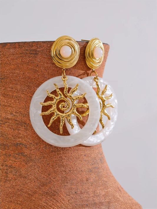 Sun round acrylic drop dangle earrings - product image