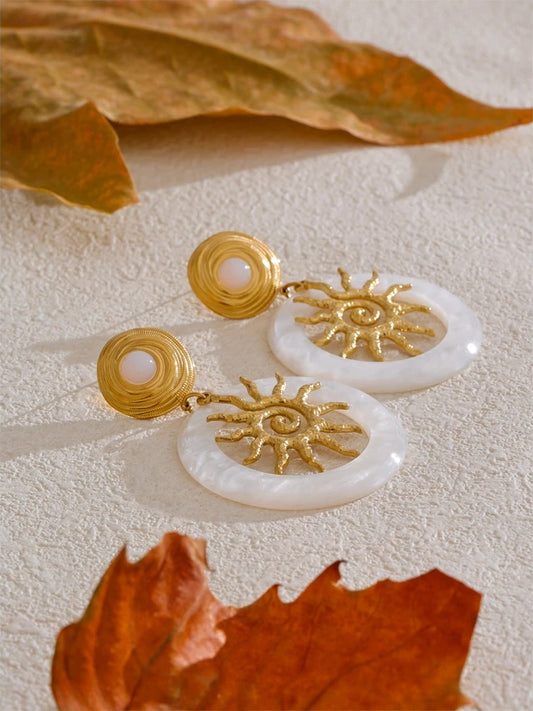Sun round acrylic drop dangle earrings - product image