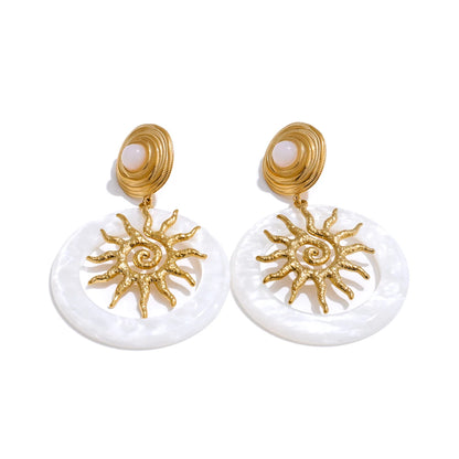Sun round acrylic drop dangle earrings - product image