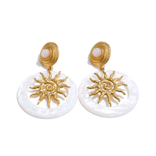 Sun round acrylic drop dangle earrings - product image