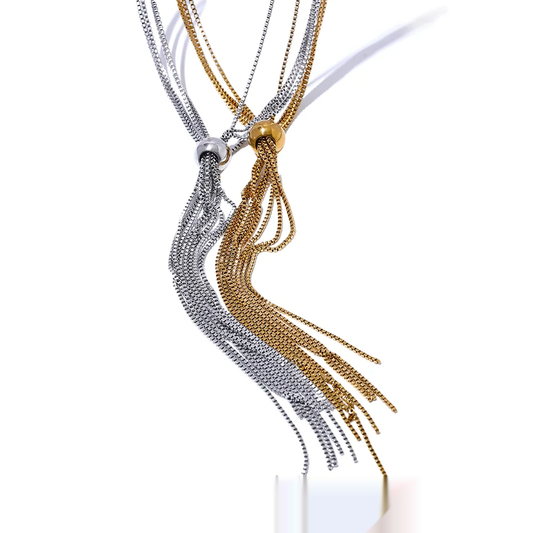 Sweater chain long abstract pendant necklace - product image