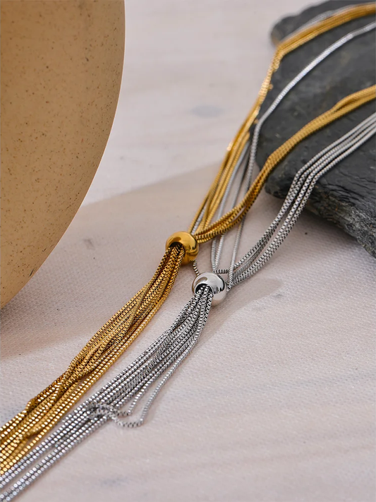 Sweater chain long abstract pendant necklace - product image