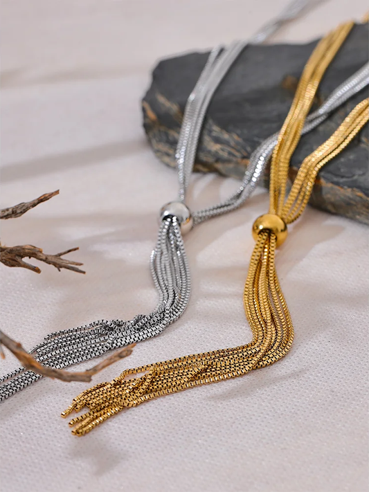 Sweater chain long abstract pendant necklace - product image