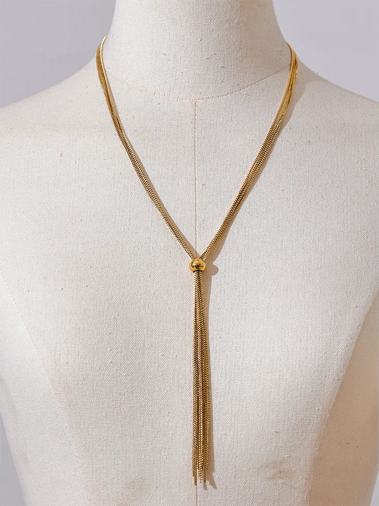Sweater chain long abstract pendant necklace - product image