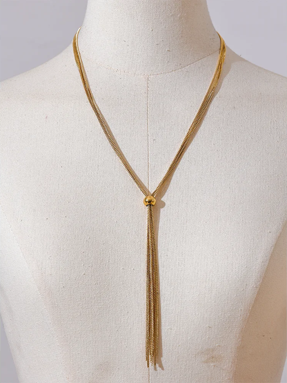Sweater chain long abstract pendant necklace - product image