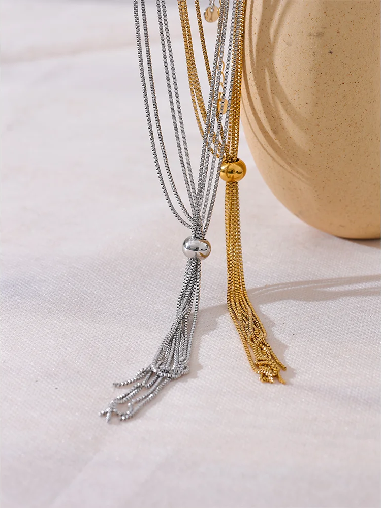 Sweater chain long abstract pendant necklace - product image