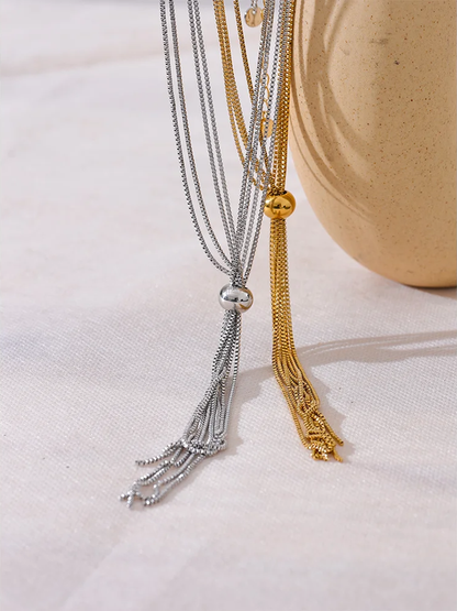 Sweater chain long abstract pendant necklace - product image