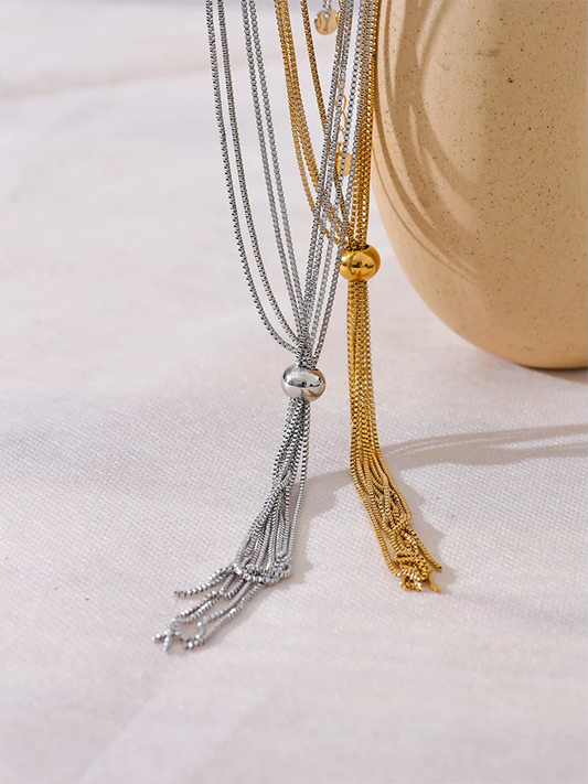 Sweater chain long abstract pendant necklace - product image