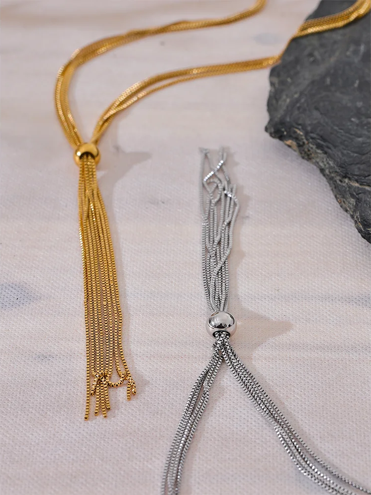 Sweater chain long abstract pendant necklace - product image