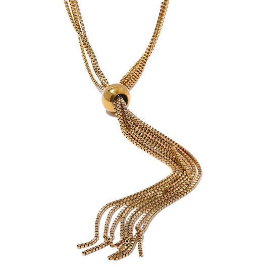 Sweater chain long abstract pendant necklace - product image