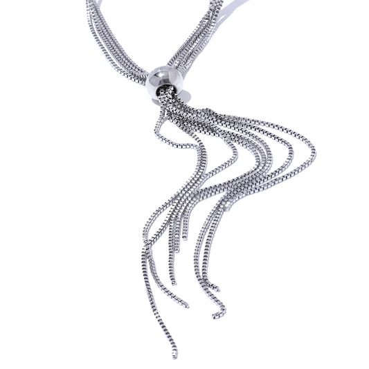 Sweater chain long abstract pendant necklace - product image