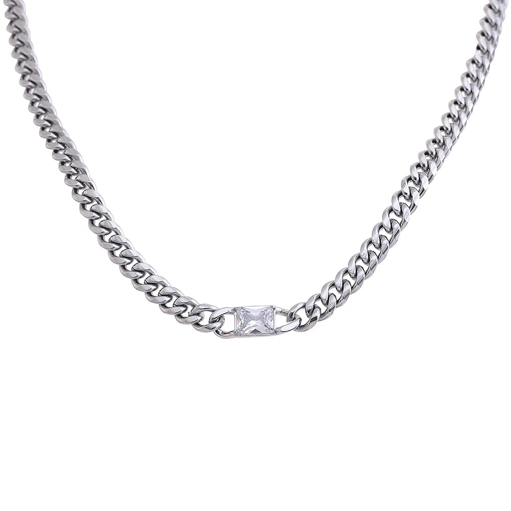 Tarnish free green cubic zirconia chain necklace bracelet set - product image