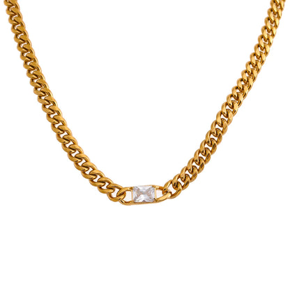 Tarnish free green cubic zirconia chain necklace bracelet set - product image