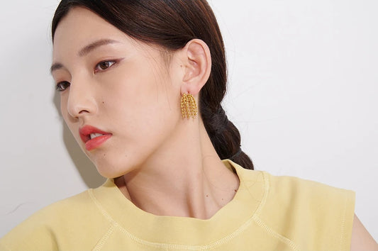 Tassel bead fireworks stud earrings - product image