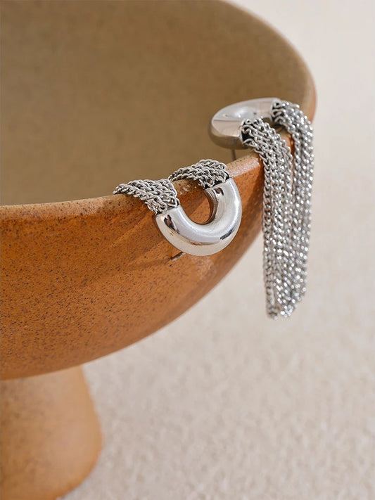 Tassel chain long drop dangle earrings for women - product image