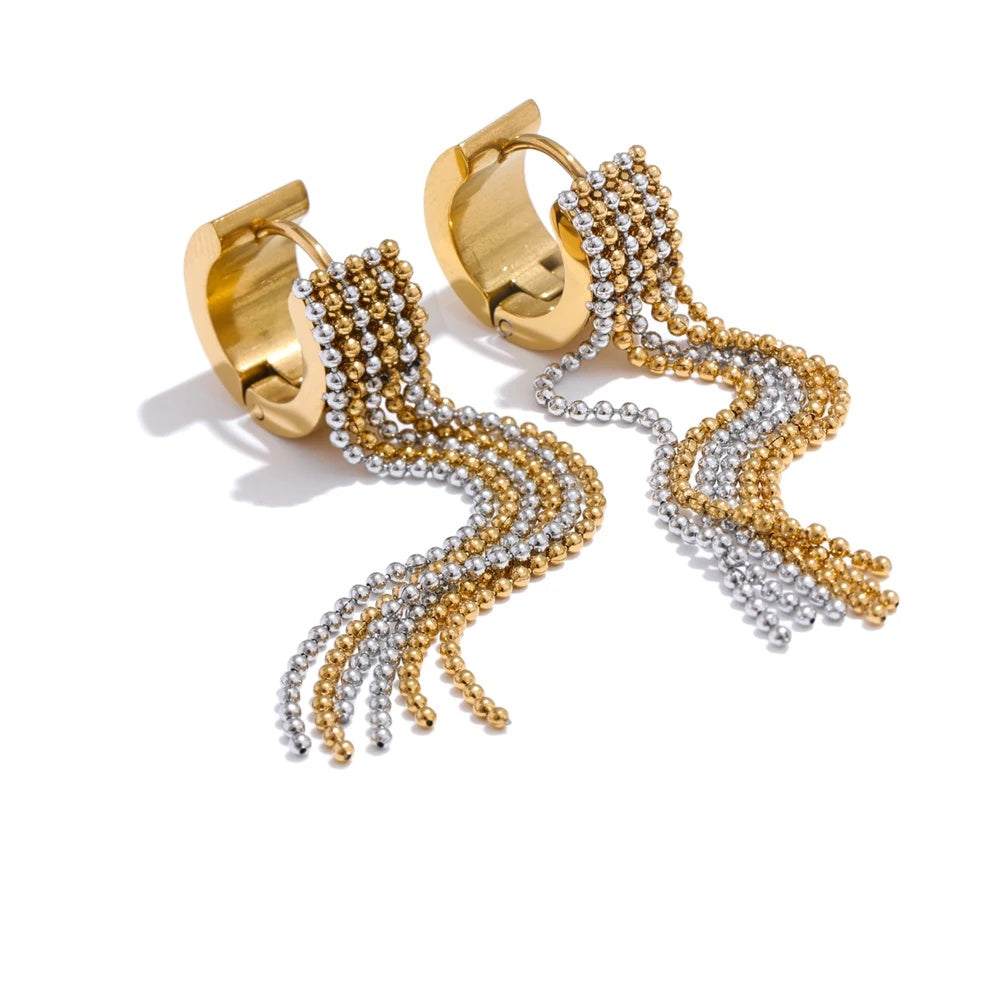 Tassel long chain drop dangle hoop earrings - product image