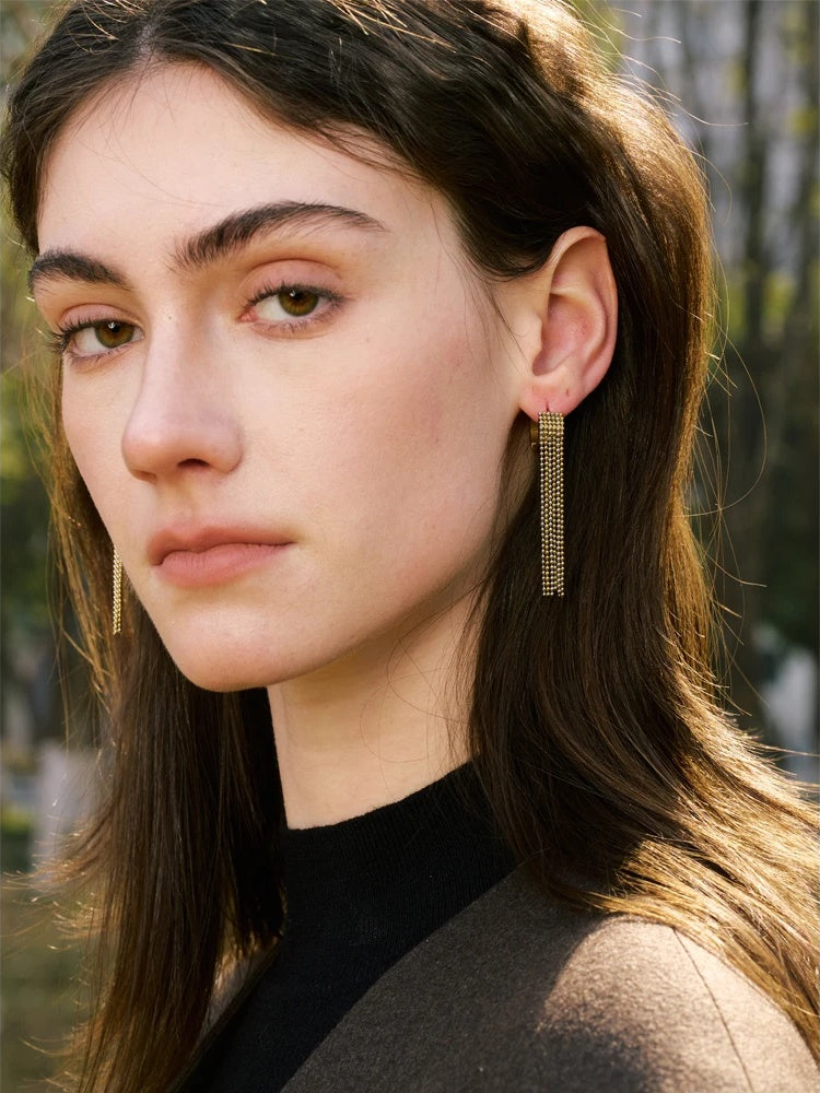 Tassel long chain drop dangle hoop earrings - product image