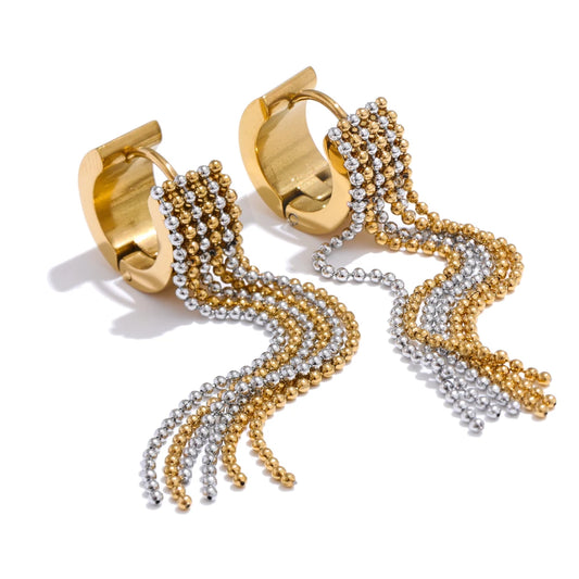 Tassel long chain drop dangle hoop earrings - product image