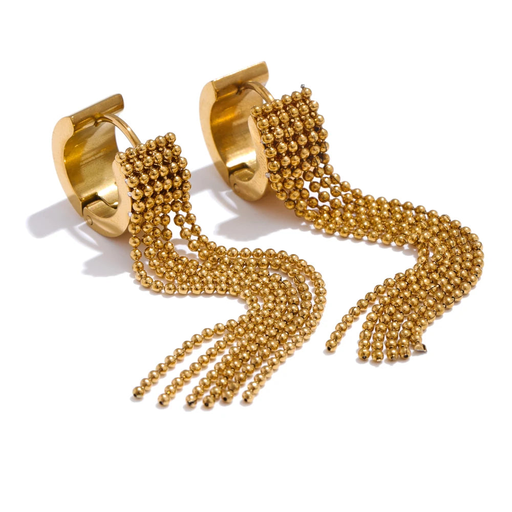Tassel long chain drop dangle hoop earrings - product image