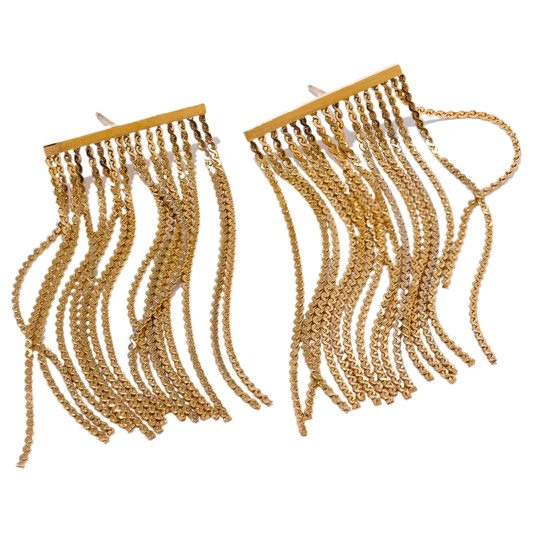 Tassel metal chain dangle earrings - product image