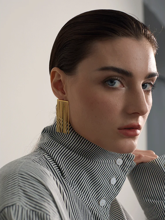 Tassel metal chain dangle earrings - product image