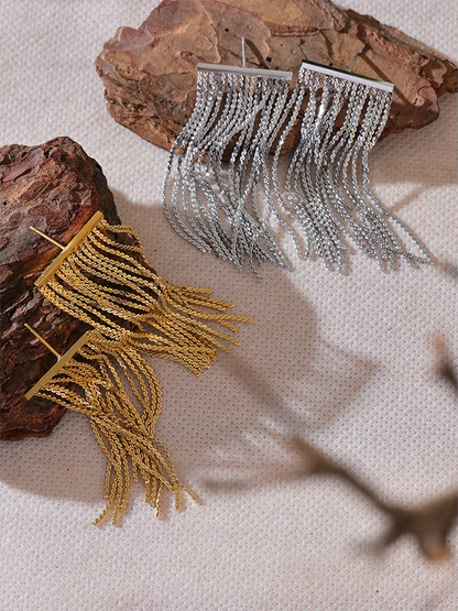 Tassel metal chain dangle earrings - product image