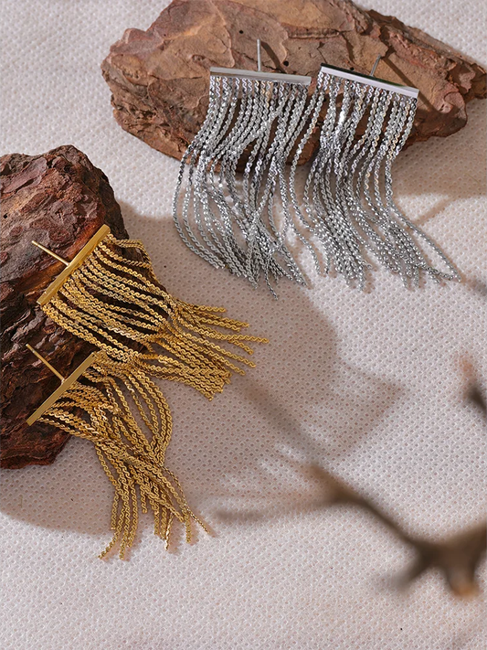 Tassel metal chain dangle earrings - product image