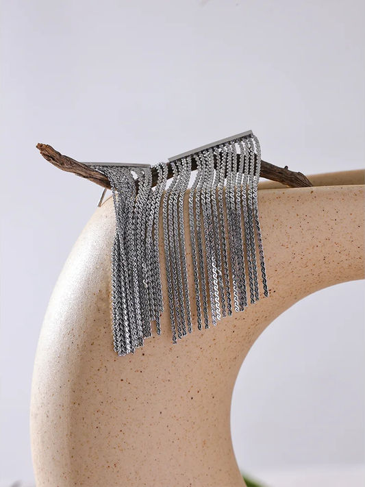 Tassel metal chain dangle earrings - product image