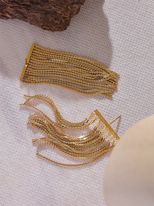 Tassel metal chain dangle earrings - product image