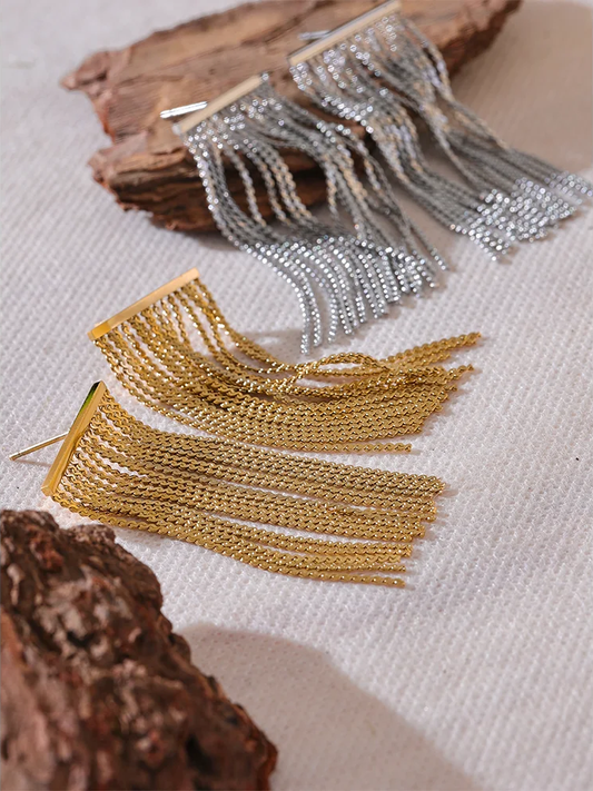 Tassel metal chain dangle earrings - product image
