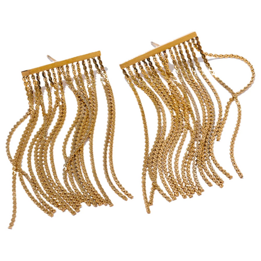 Tassel metal chain dangle earrings - product image