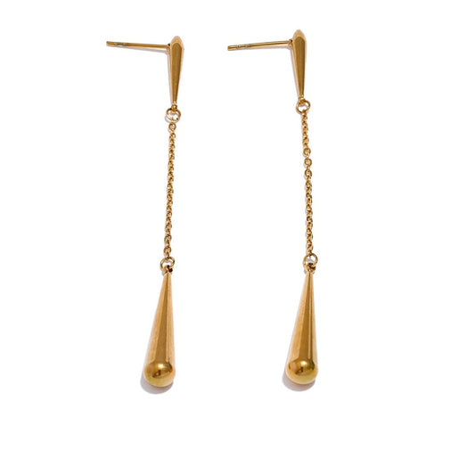 Teardrop chain long drop dangle earrings - product image