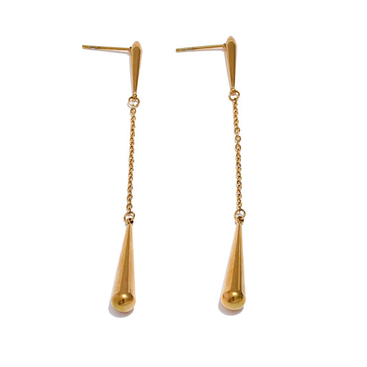 Teardrop chain long drop dangle earrings - product image