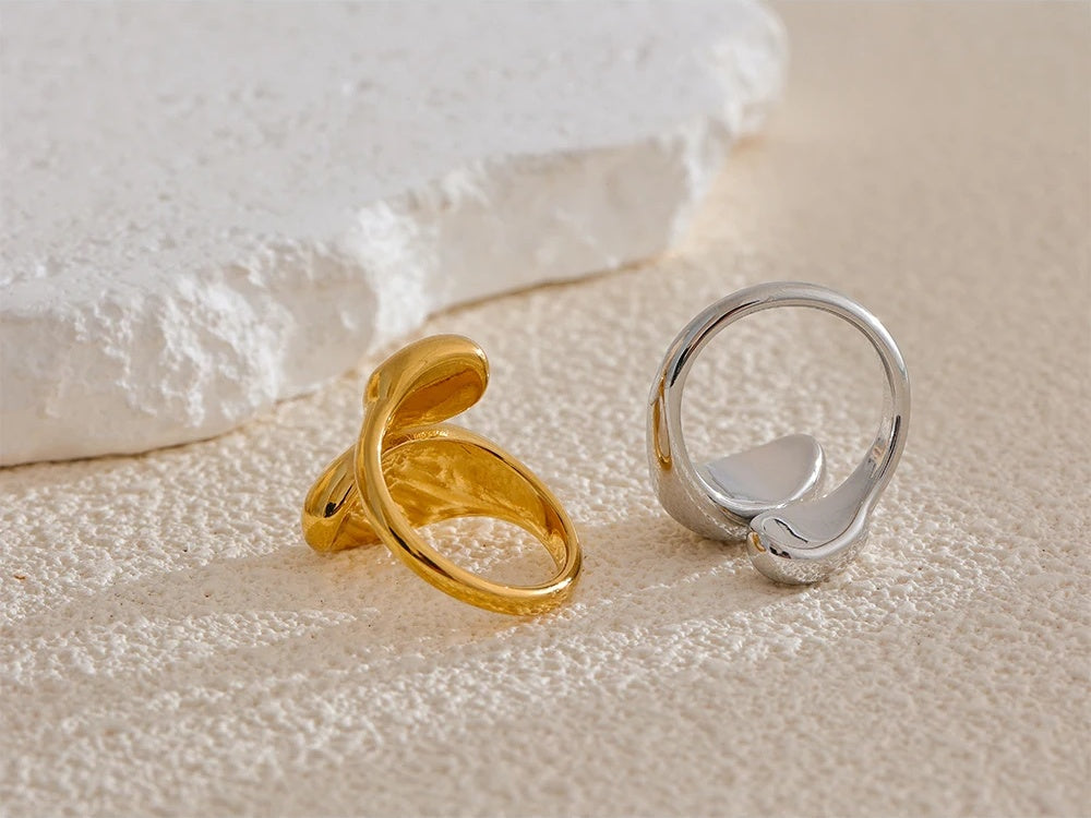 Texture abstract adjustable finger ring - product image