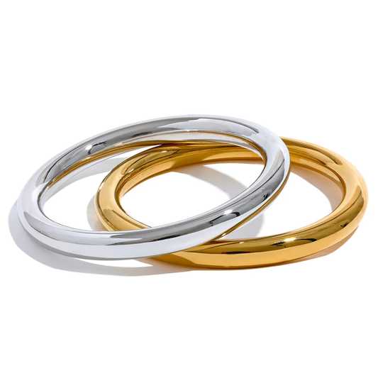 Textured polished round statement bracelet bangle - product image