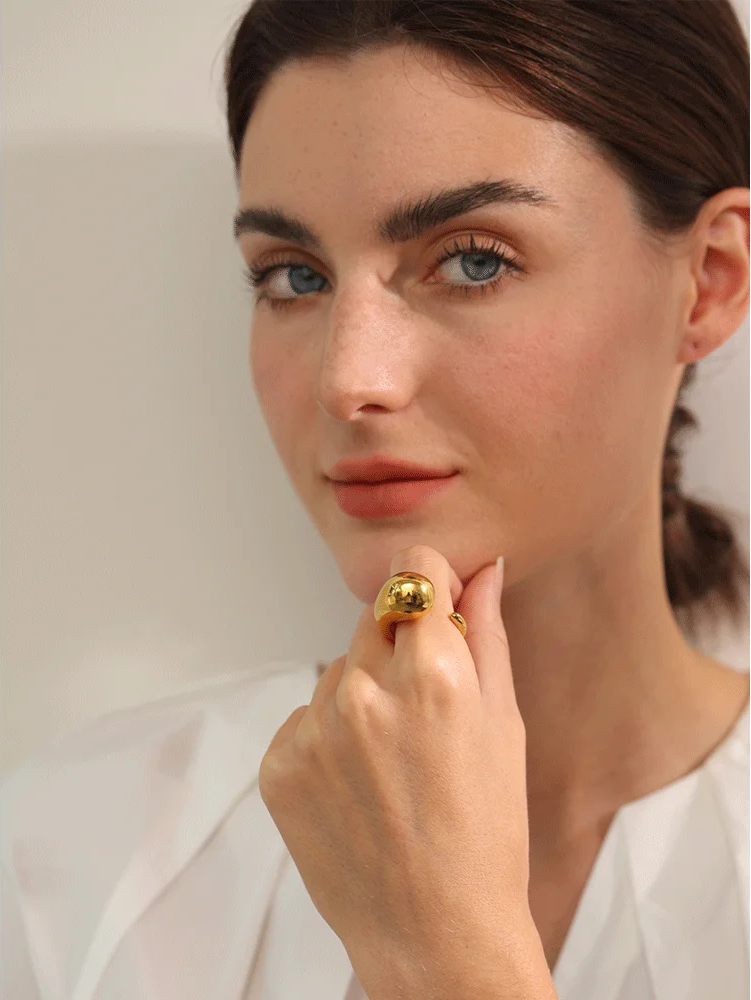 Thick contemporary statement wide ring - product image