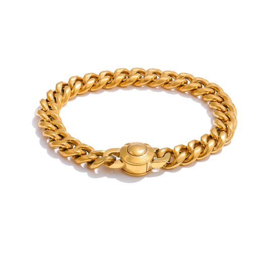 Thick cuban link chain charm bracelet - product image