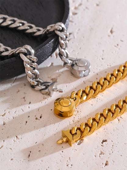Thick cuban link chain charm bracelet - product image