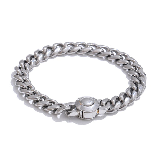 Thick cuban link chain charm bracelet - product image