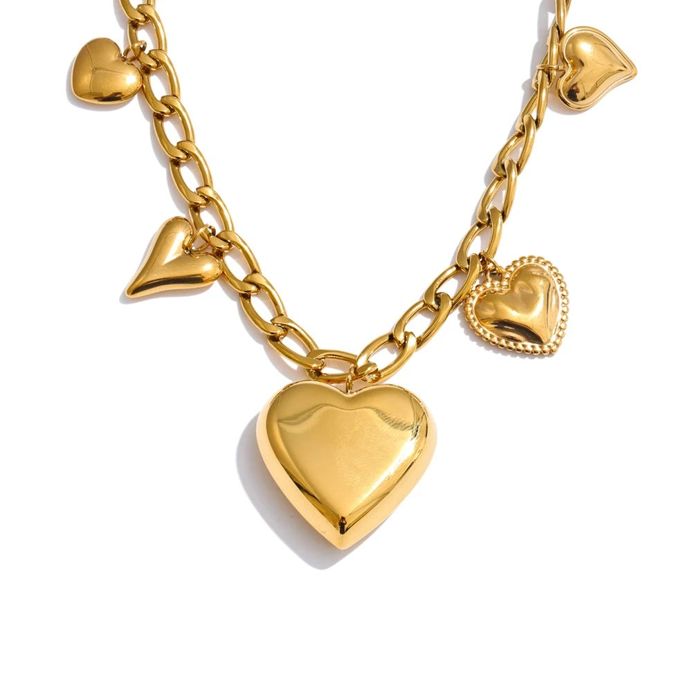 Thick heart love pendant drop necklace - product image