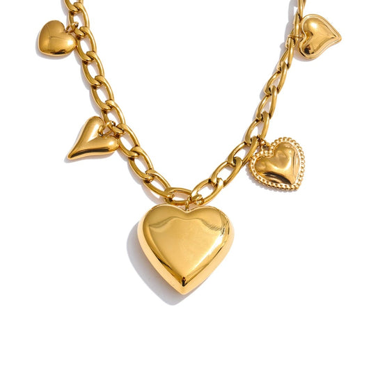 Thick heart love pendant drop necklace - product image