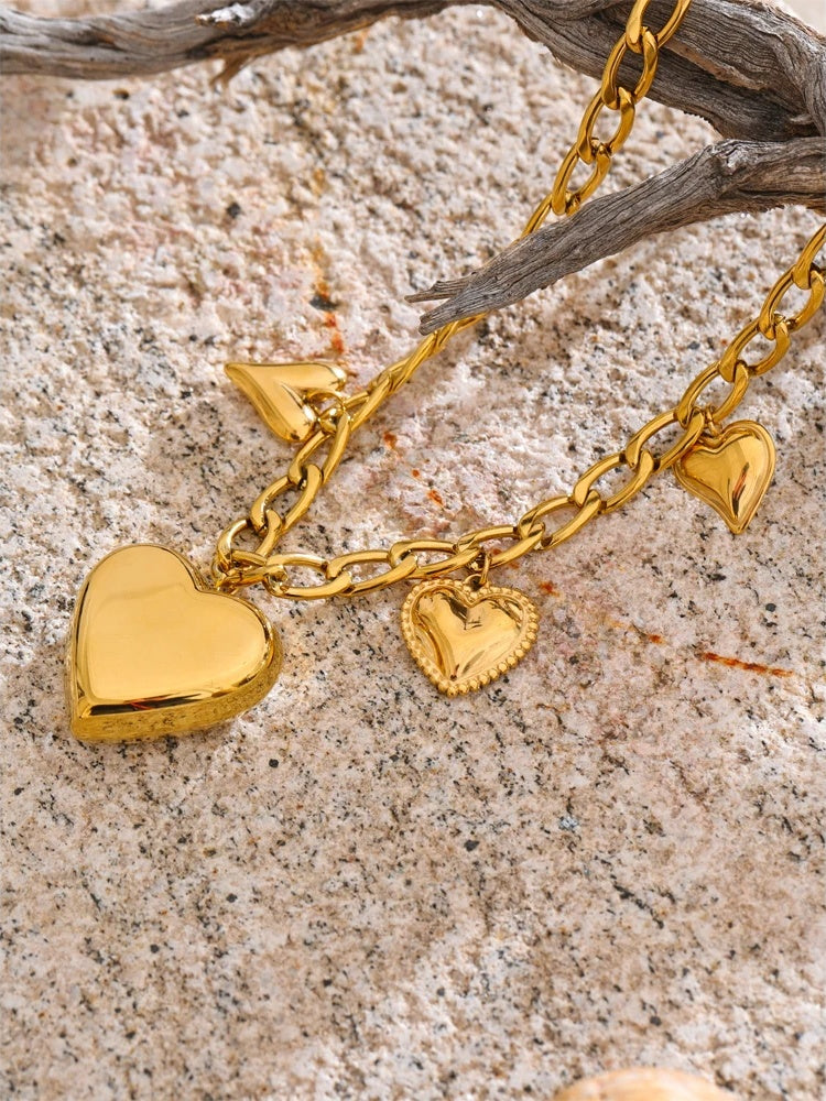 Thick heart love pendant drop necklace - product image