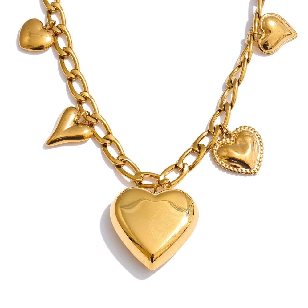 Thick heart love pendant drop necklace - product image